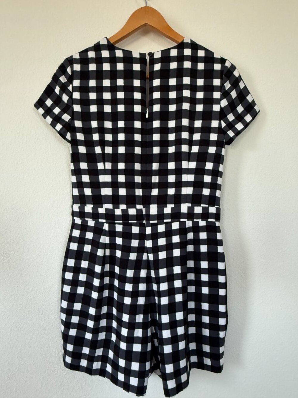 Banana Republic Black White Gingham Romper Pockets Size 0 - Picture 5 of 15
